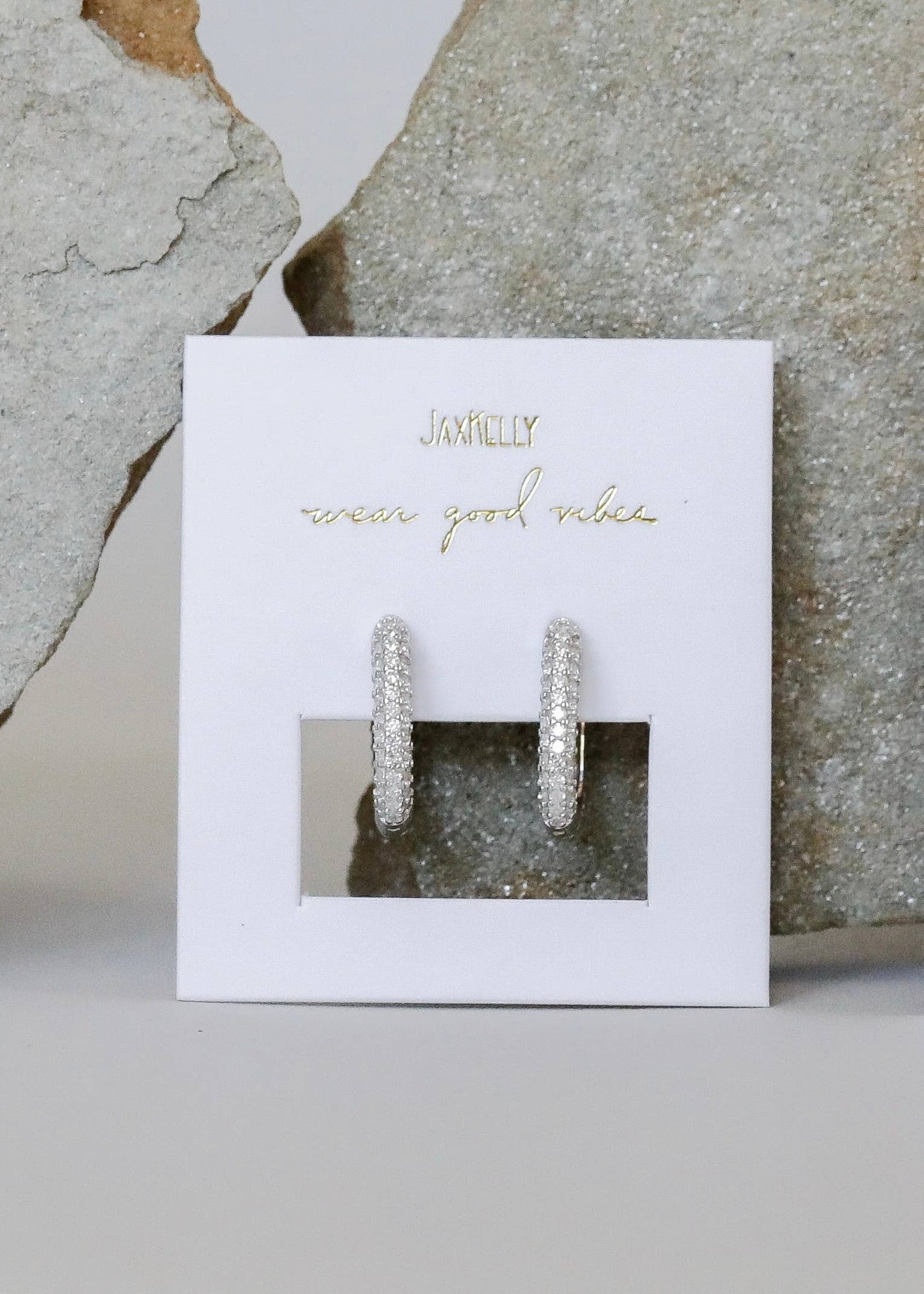 Silver Hoop - Pave - White CZ - Earring