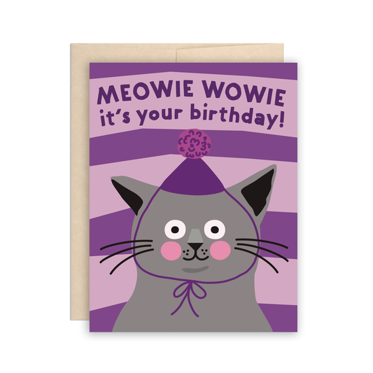 Funny Cat Birthday Meowie Wowie Greeting Card