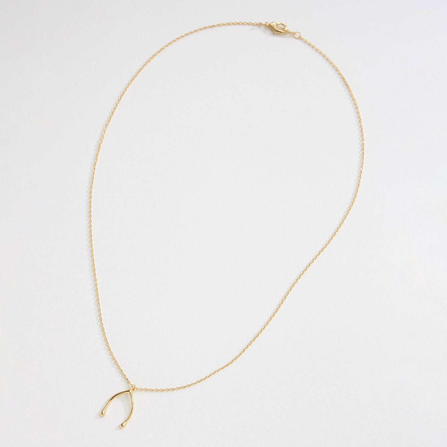 Gold Dipped Wishbone Pendant Necklace