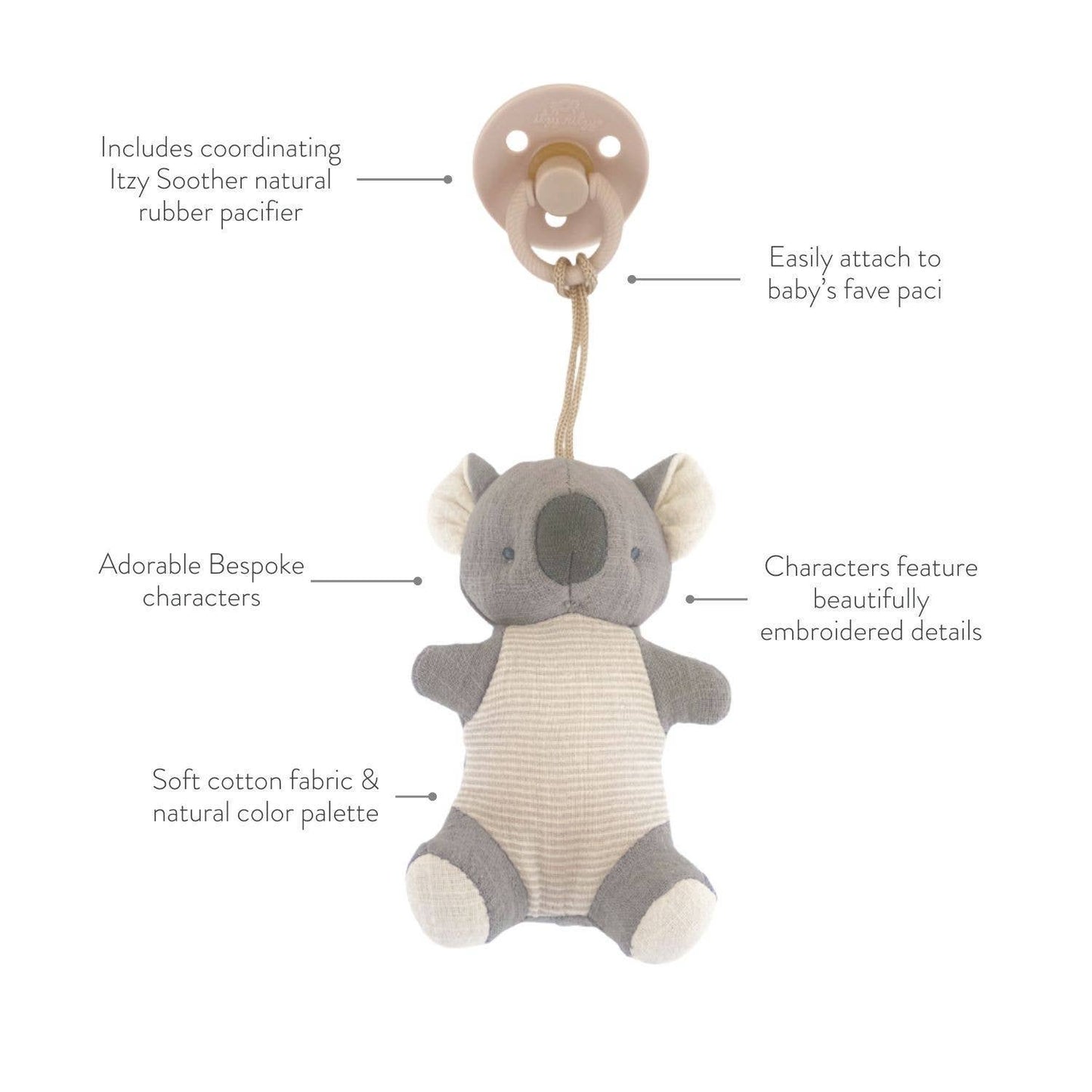 Bitzy Pal Natural Rubber Pacifier & Plush