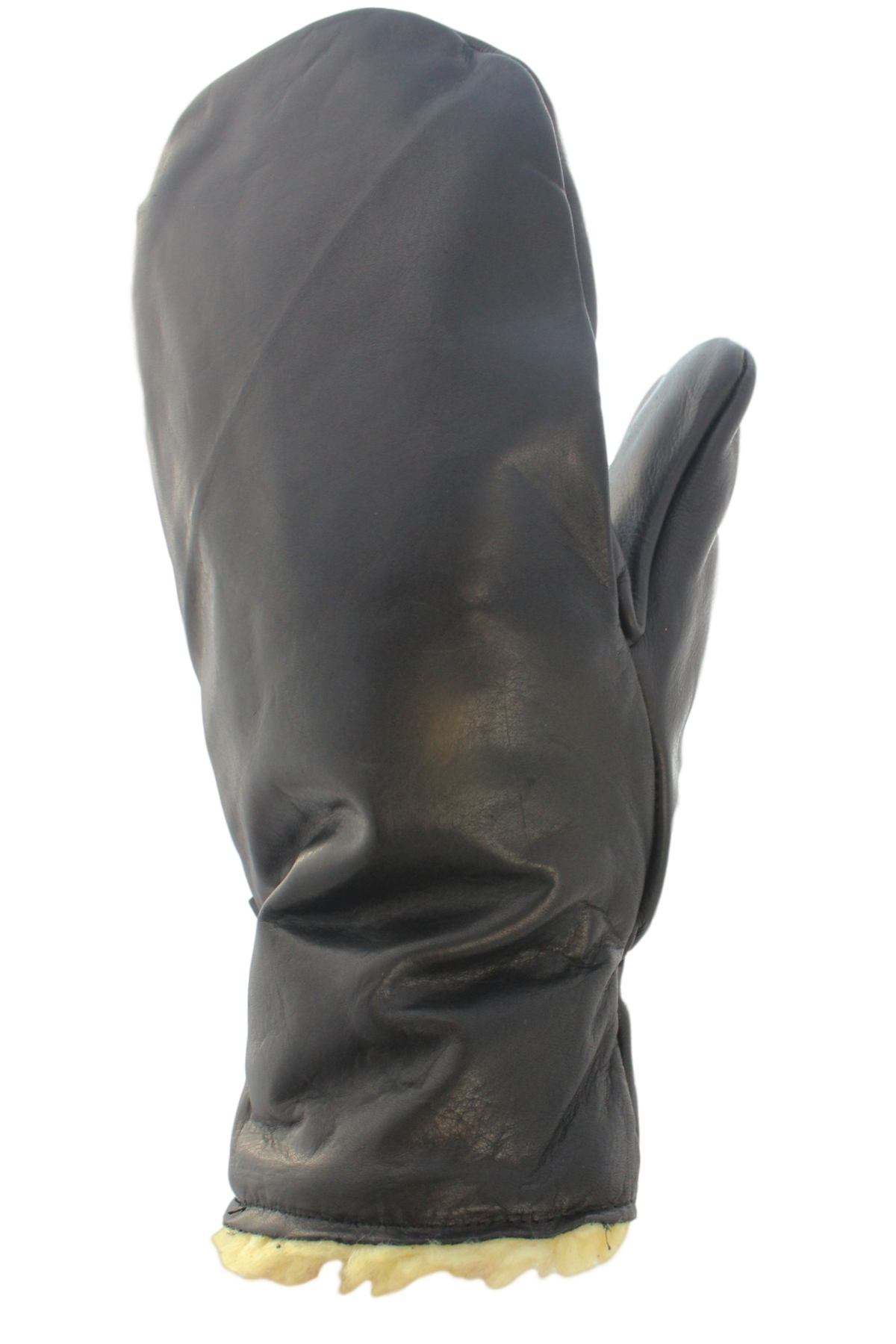 Kids Cowhide Leather Mittens Pile Lined in Black or Wheat