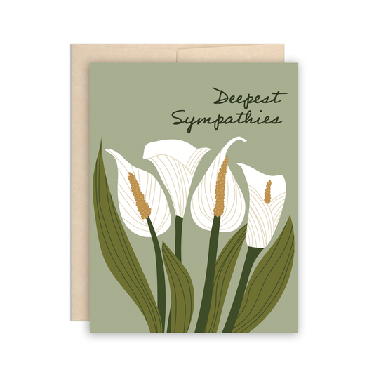 Calla Lillies Deepest Sympathies Condolence Greeting Card