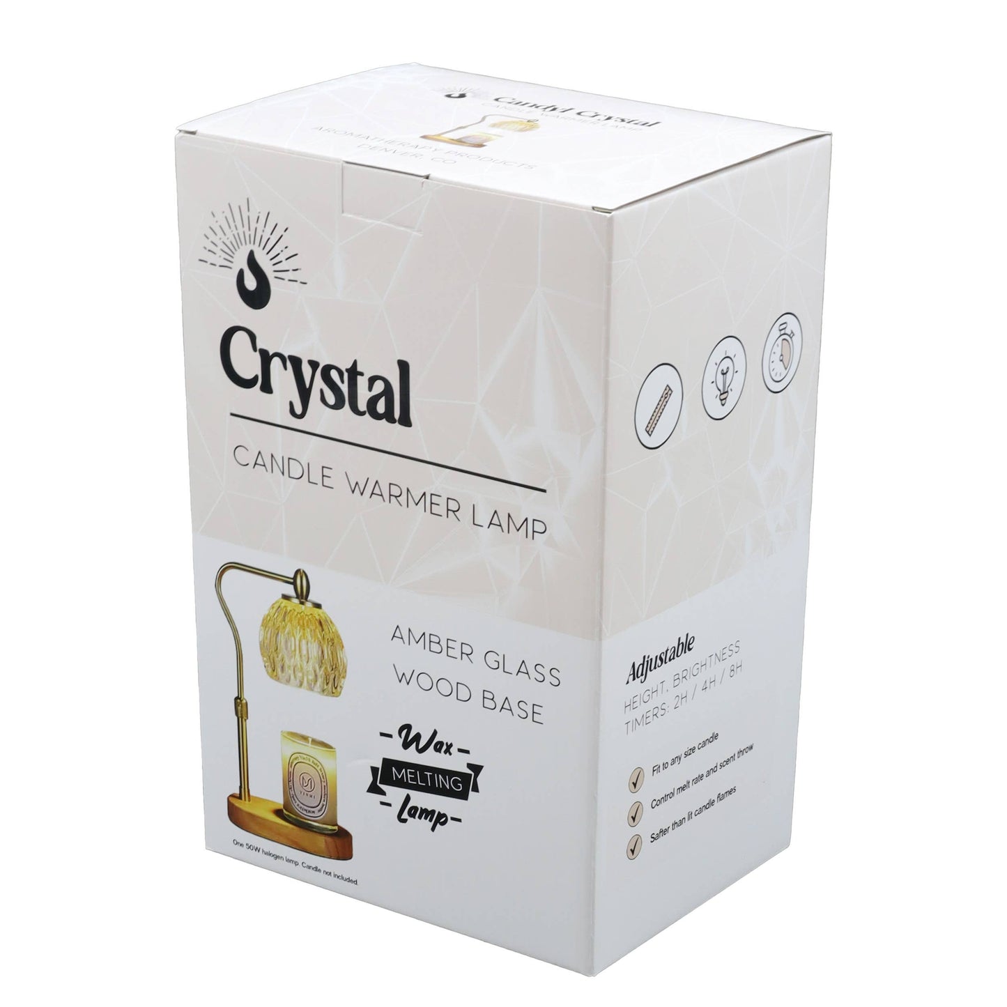 Candle Warmer Lamp - Crystal Glass & Wood Base - Gold