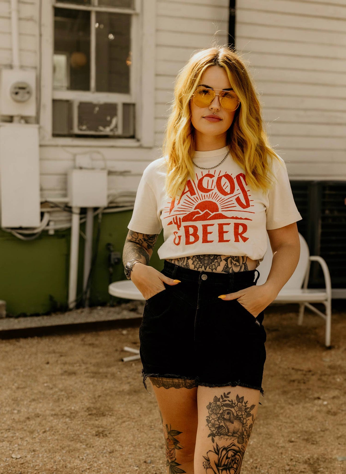 Tacos & Beer Western Vintage Style Tee for Men & Women