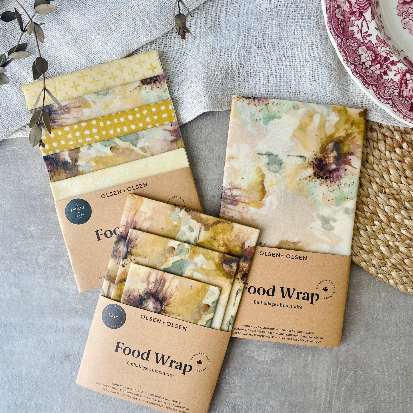 Organic beeswax food wrap - Dunham (pack of 3)