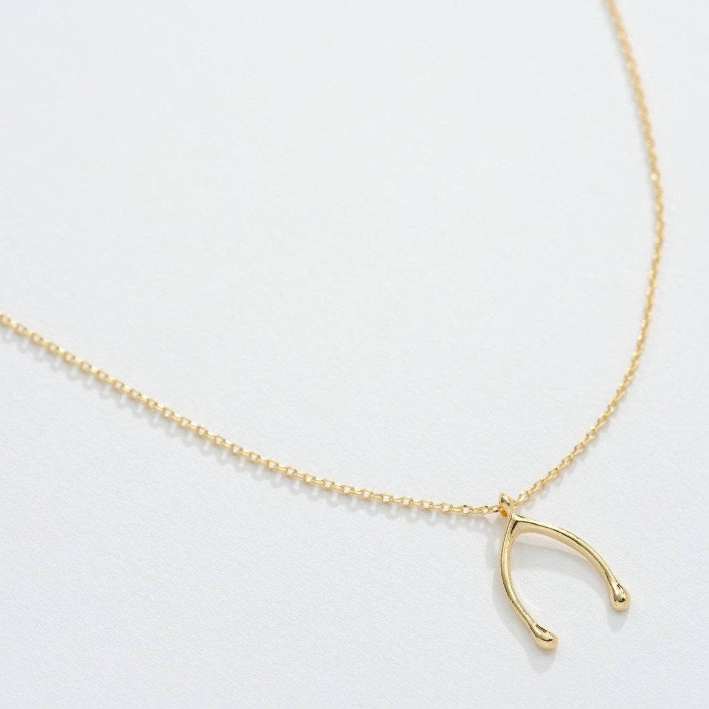 Gold Dipped Wishbone Pendant Necklace