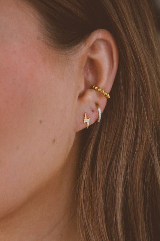 Gold Lightning Studs - Hypoallergenic