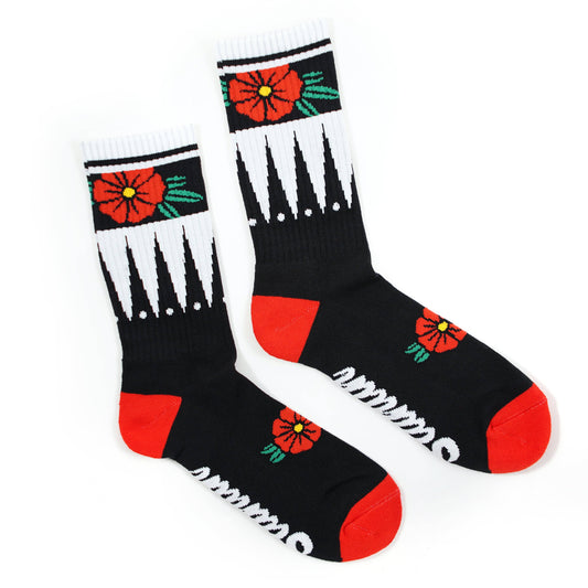 Geometric Flower Black Socks