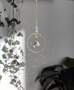 DOLCE suncatcher in brass, glass crystal, and gems