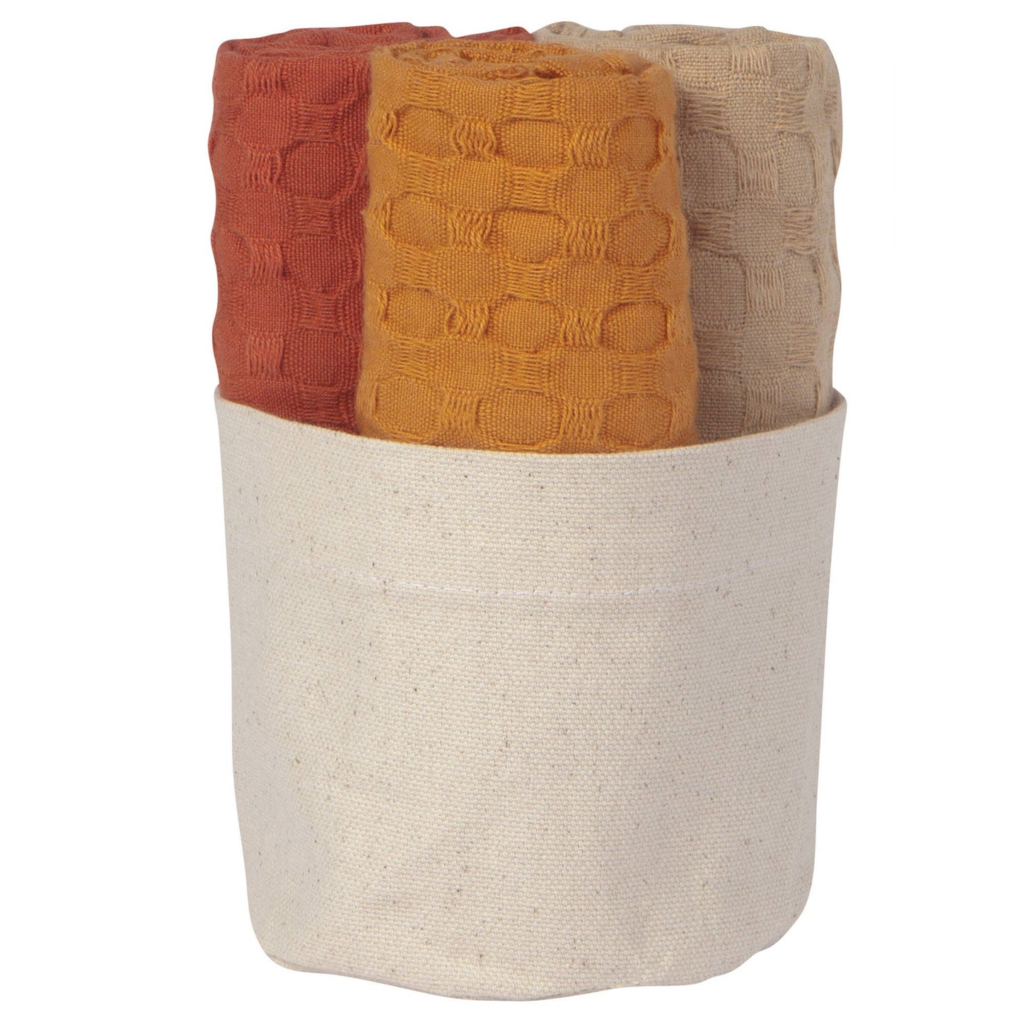 Recycled Cotton Dishcloths in Basket Spice Set of 3