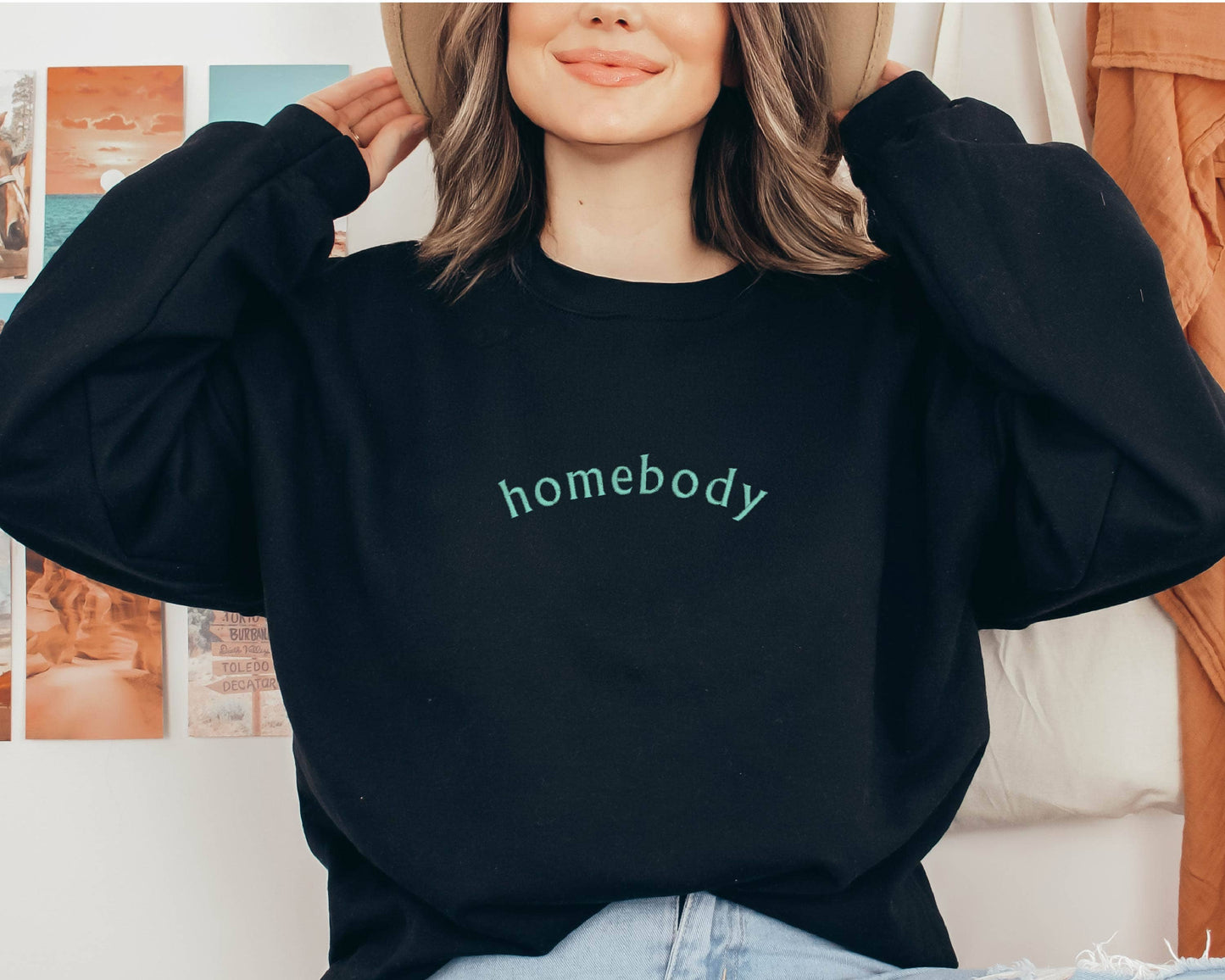EMBROIDERED Homebody Sweatshirt Fall Crewneck