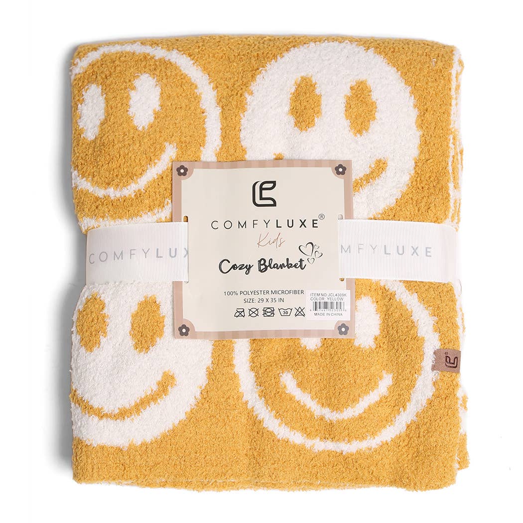 Repeated Happy Face Pattern Kids Throw Blanket