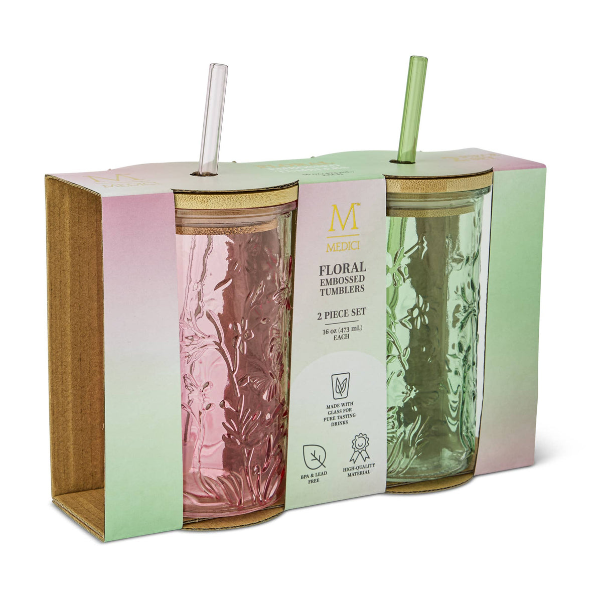 2pk 16oz Floral Embossed Tumbler - VP/MMG