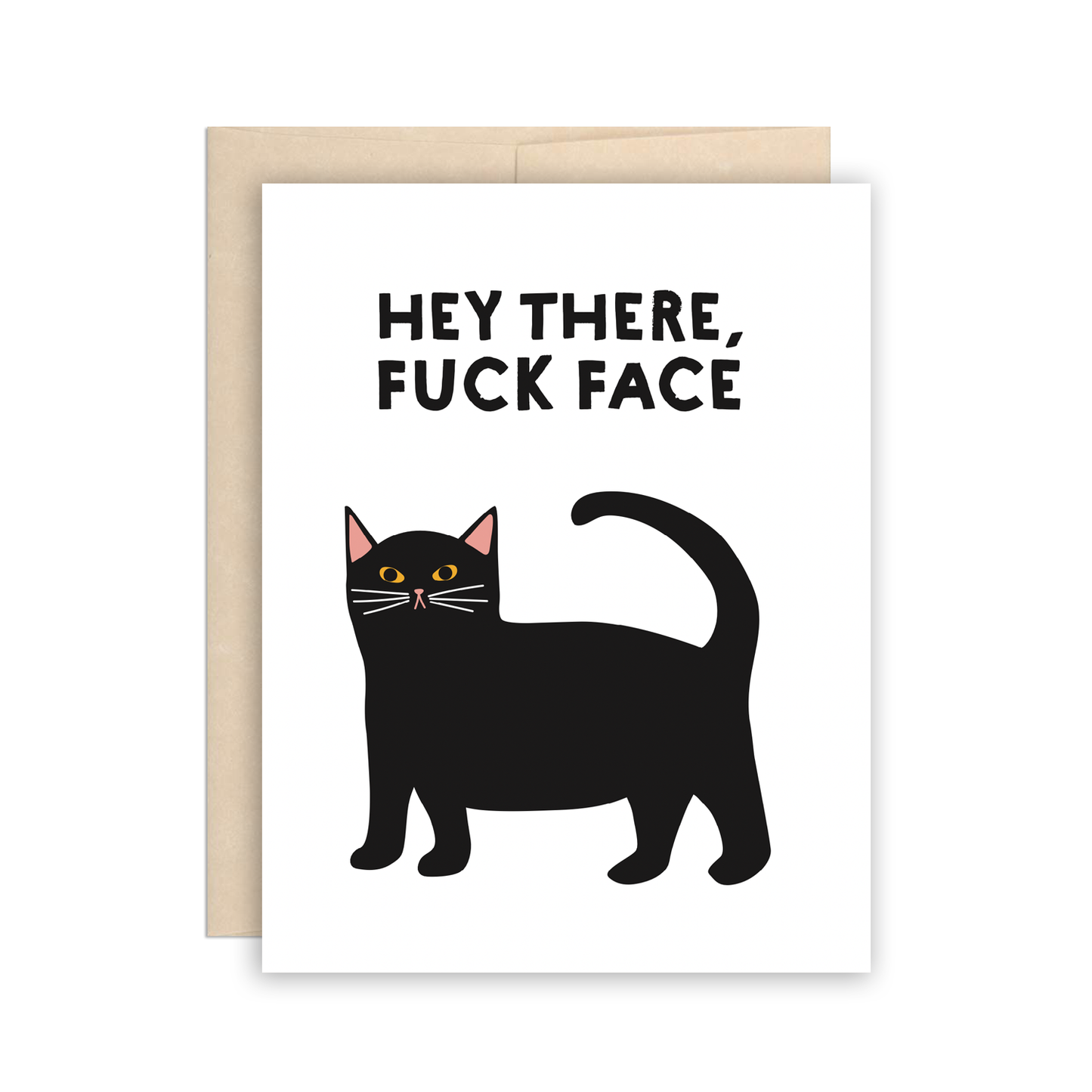 Funny Black Cat Fuck Face Card