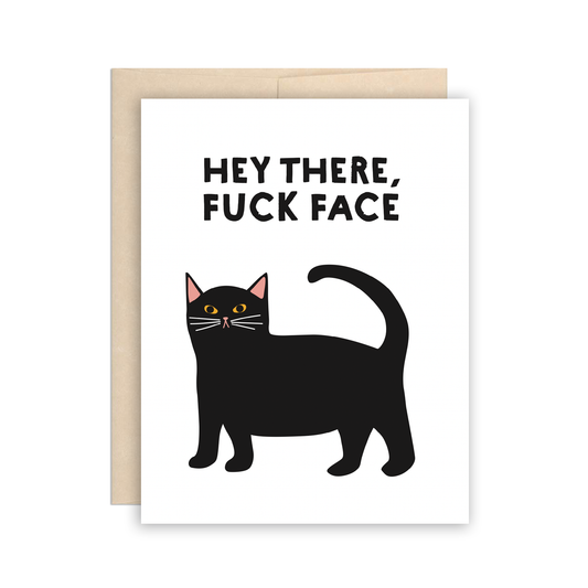 Funny Black Cat Fuck Face Card