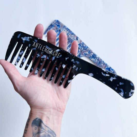 Black Marble Wide Tooth Comb