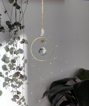 DOLCE suncatcher in brass, glass crystal, and gems