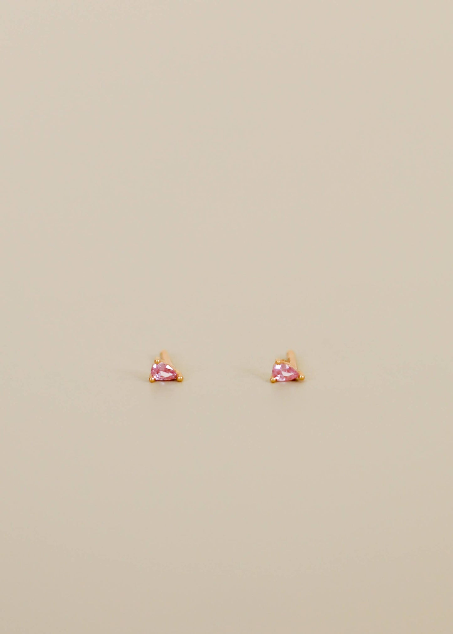 Teardrop - Light Pink CZ - Gold Earrings