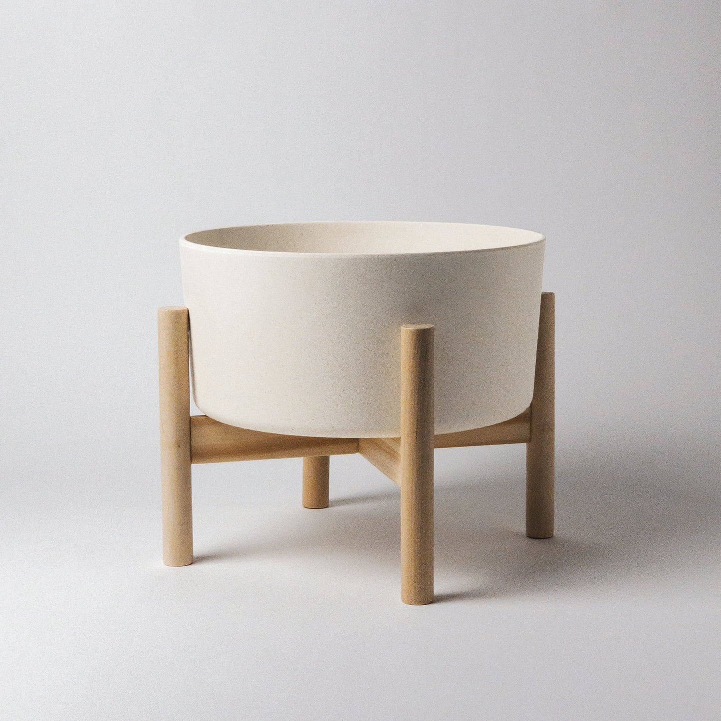 9" Bamboo Fibre Wide Planter Pot and Stand