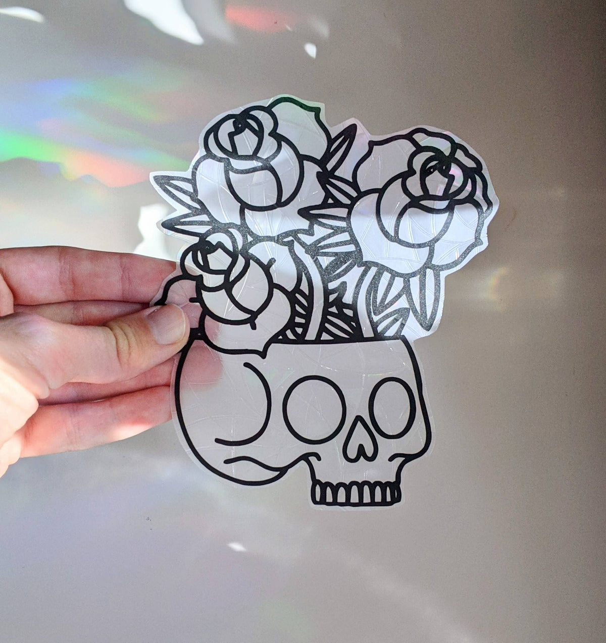 Gothic Suncatcher | Skull Window Cling | Spooky Decor
