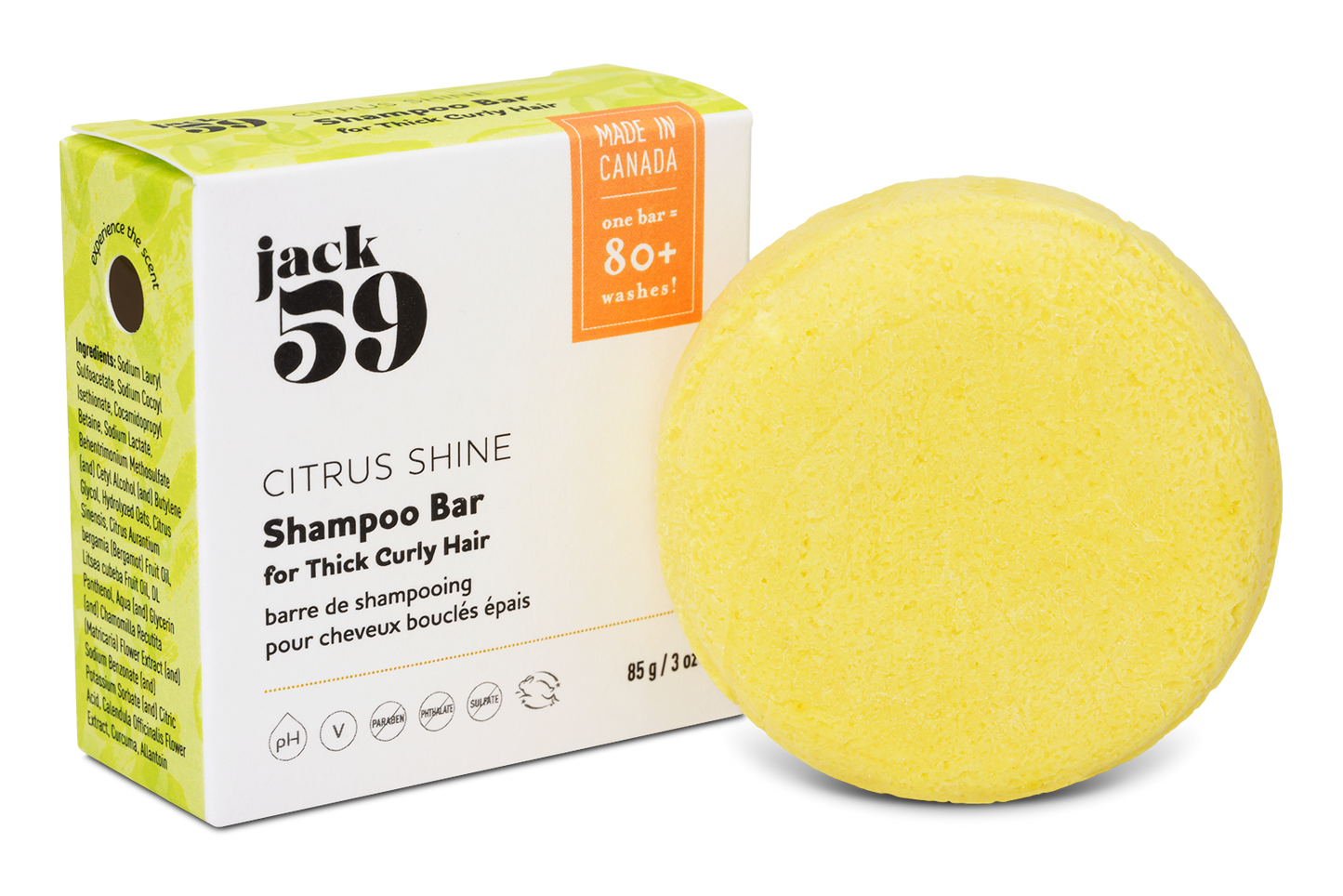 Zesty Citrus Shine Shampoo Bar with Bergamot & Litsea