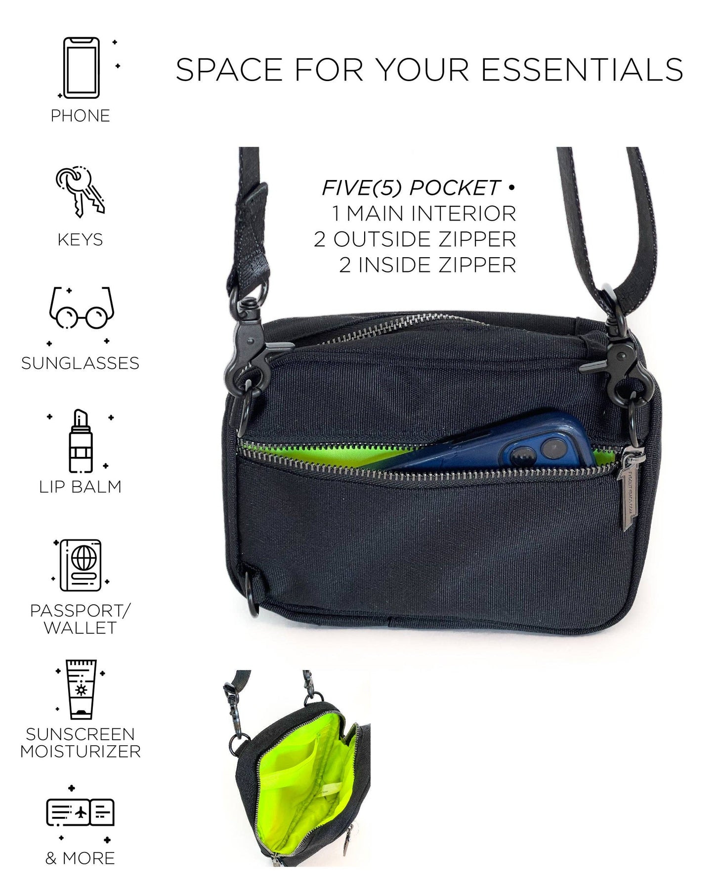 88320: Crossbody Sidekick | Sling Bag | Black
