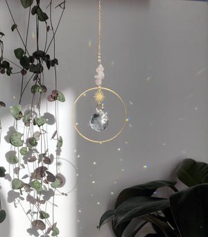 DOLCE suncatcher in brass, glass crystal, and gems