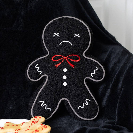 Spooky Gingerbread Man Gothic Christmas Cushion