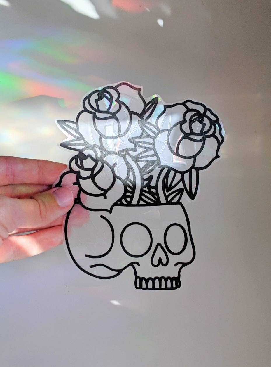 Gothic Suncatcher | Skull Window Cling | Spooky Decor