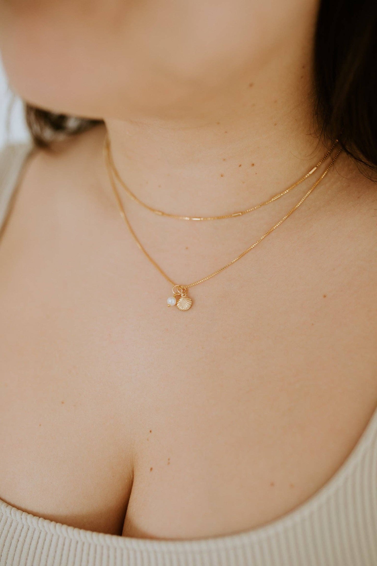 Pearl + Shell Pendant Necklace