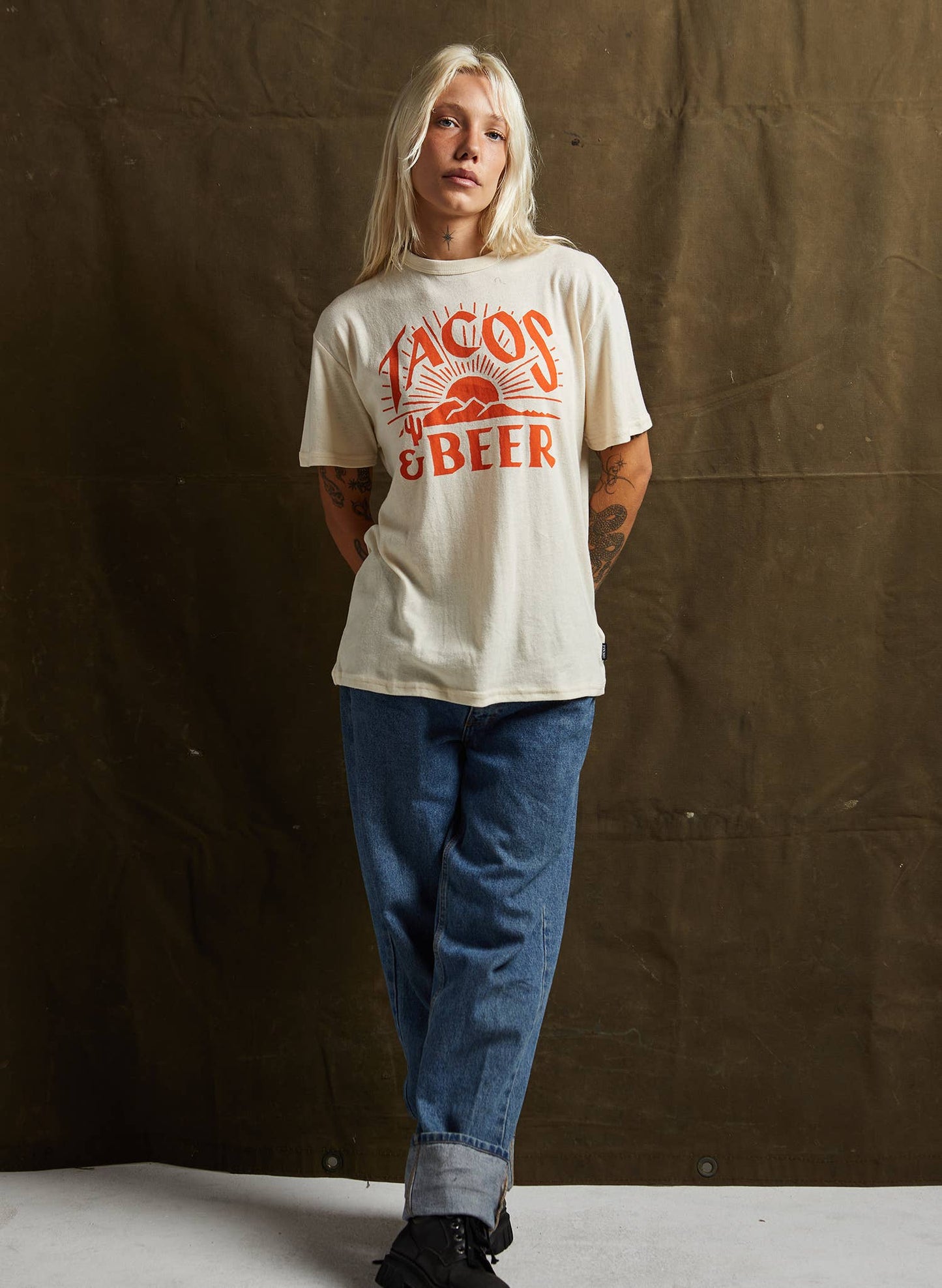 Tacos & Beer Western Vintage Style Tee for Men & Women