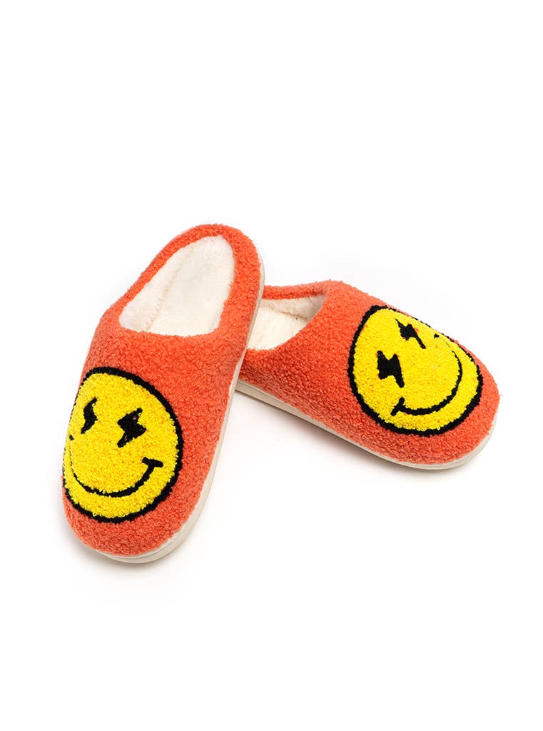 Indoor / Outdoor Slippers - Bolt Eyes Happy Faces - Orange