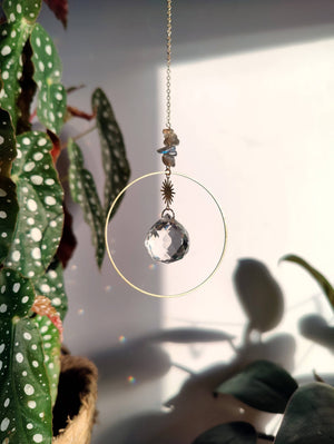 DOLCE suncatcher in brass, glass crystal, and gems