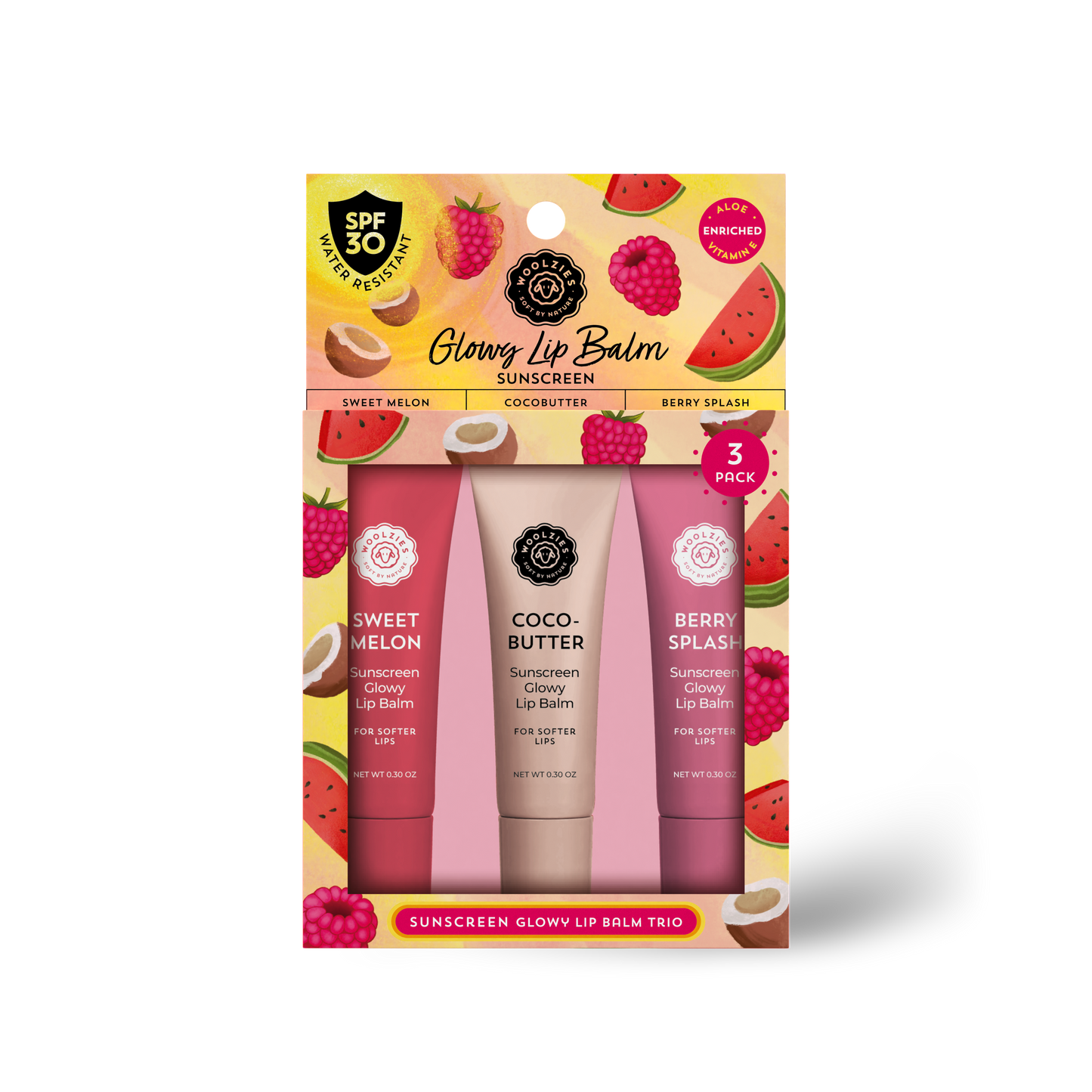 Sunscreen Glowy Lip Balm Trio – SPF 30