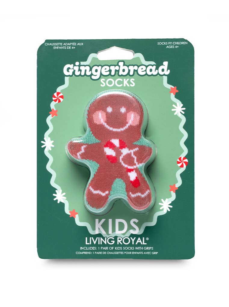 3D Packaged Crew Socks - Kids - Holiday - Gingerbread Man