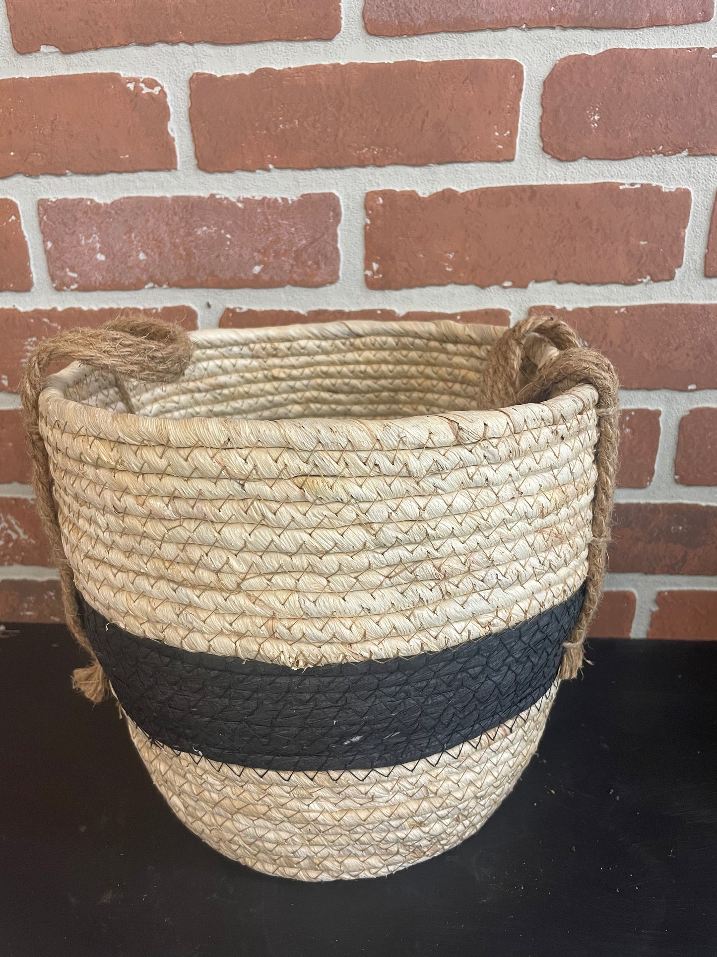 Tan and Black Basket