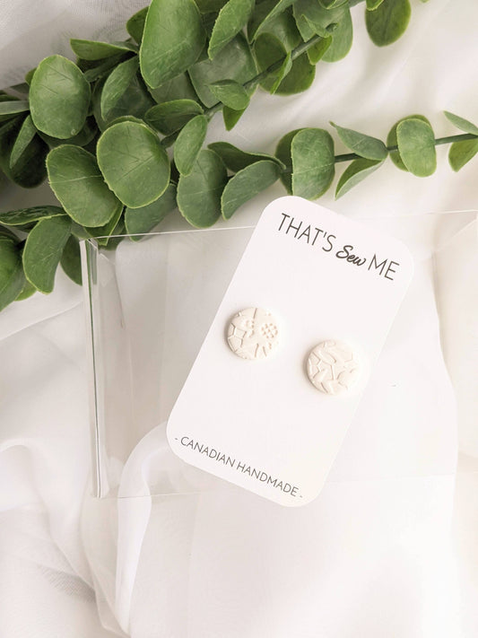 White Lace Stud Earring, Polymer Clay Earrings