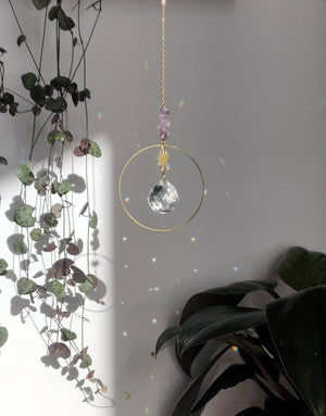 DOLCE suncatcher in brass, glass crystal, and gems