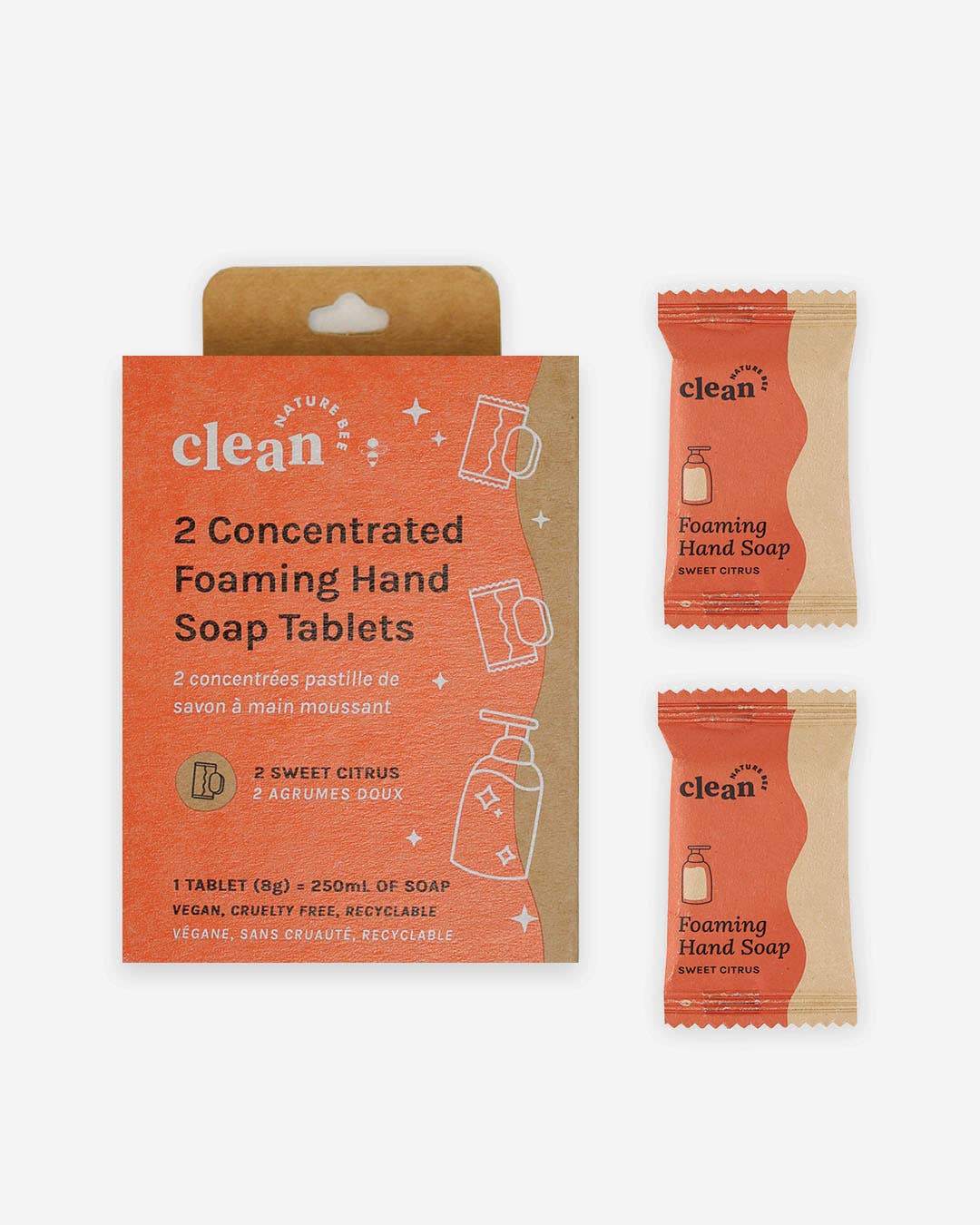 2 Sweet Citrus Concentrated Foaming Hand Soap Tablets (Box)