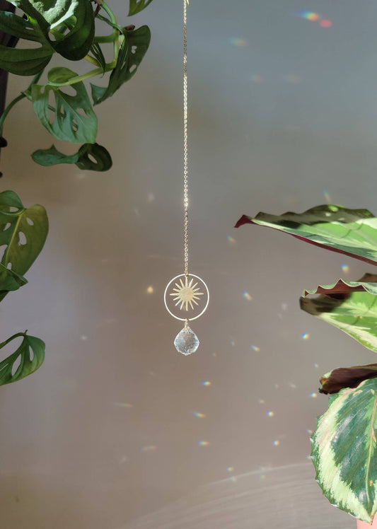 HELIOS mini Suncatcher in brass and glass crystal