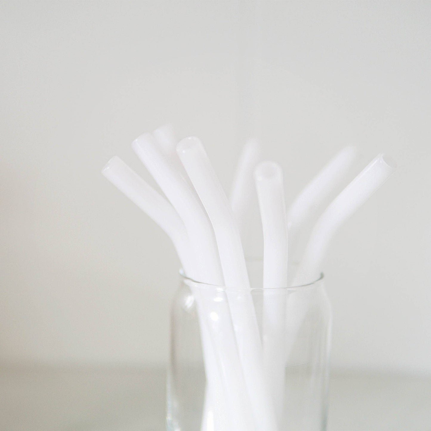 White Bent Glass Straw