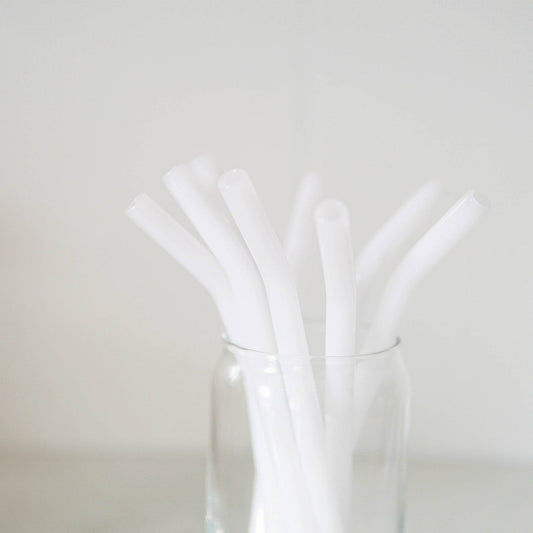 White Bent Glass Straw