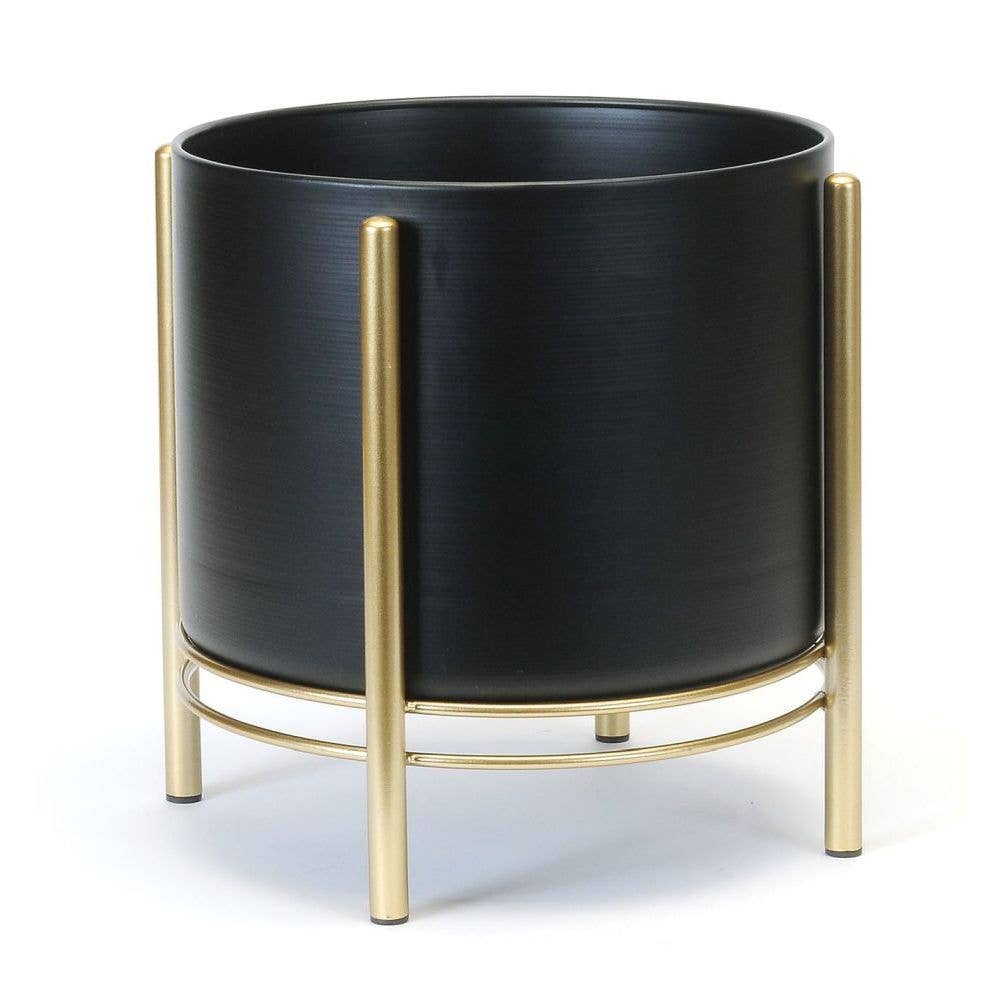 BLK/GOLD FLOOR PLANTER LARGE