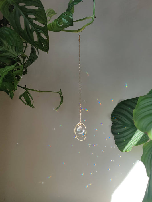 Mini Suncatcher GALAXY in brass and glass crystal