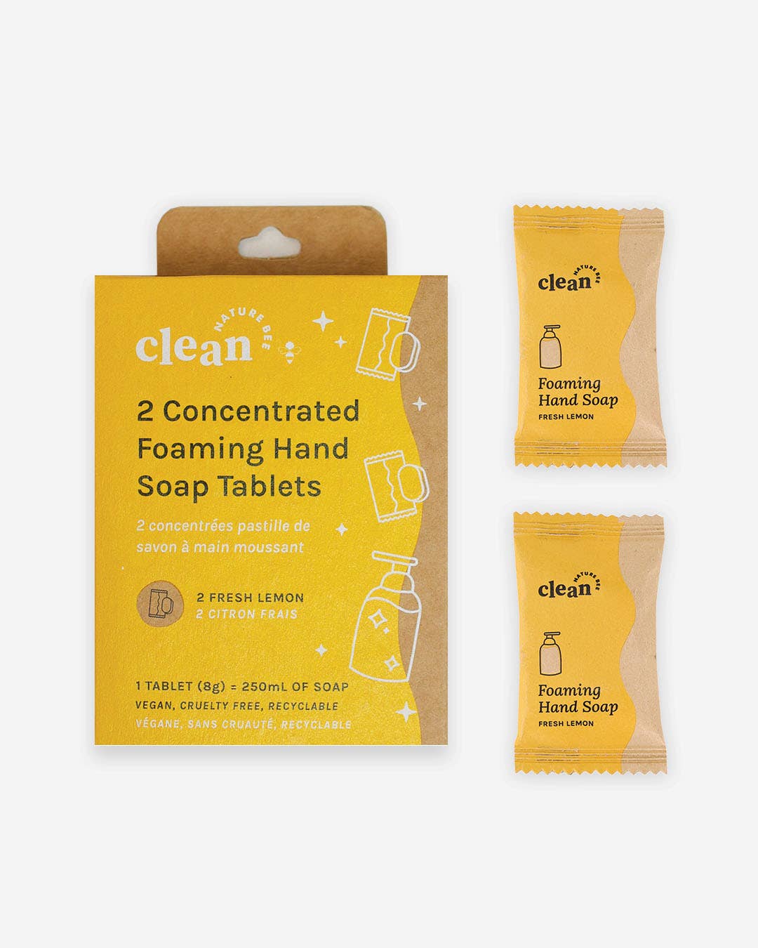 2 Fresh Lemon Concentrated Foaming Hand Soap Tablets (Box)